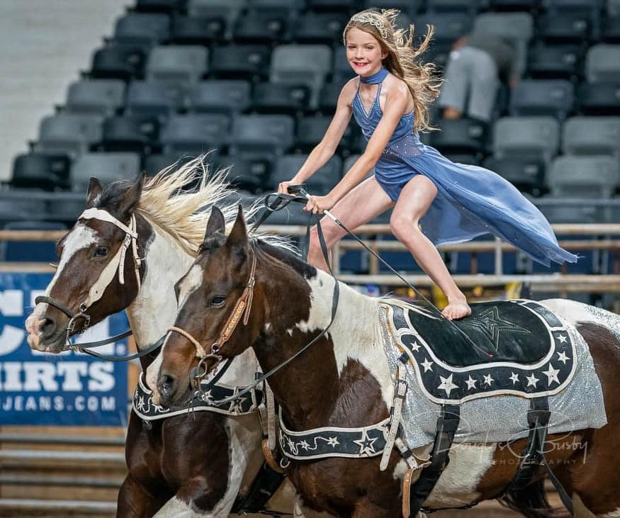 10-year-old girl with style and grace combines barrel racing and dance